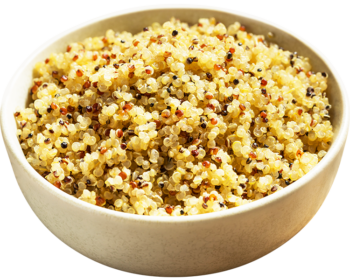 A bowl of quinoa topped with red pepper flakes, adding a touch of spice to this nutritious dish.